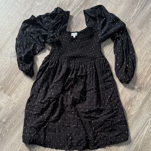 Motherhood maternity Black Dress with Gold Dots